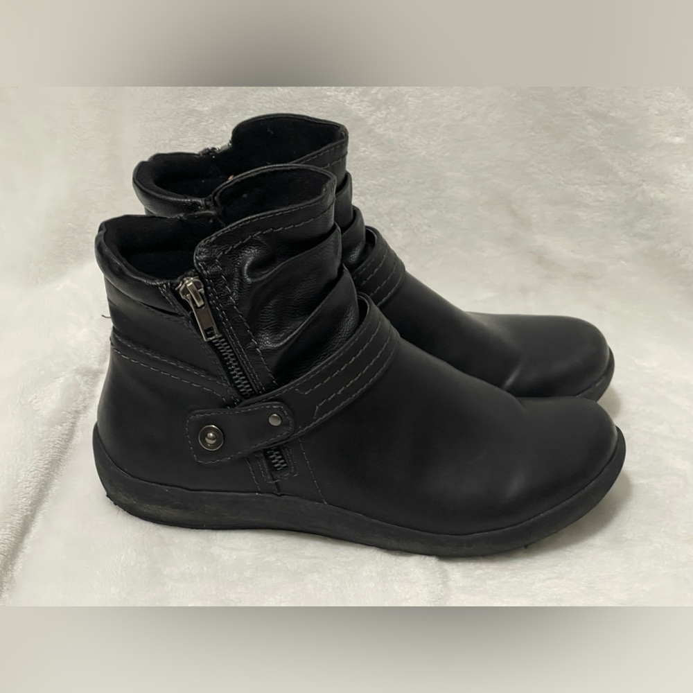 Earth Origins Lilly Womens Black Leather Zipper Ankle  Boots booties Sz 8.5